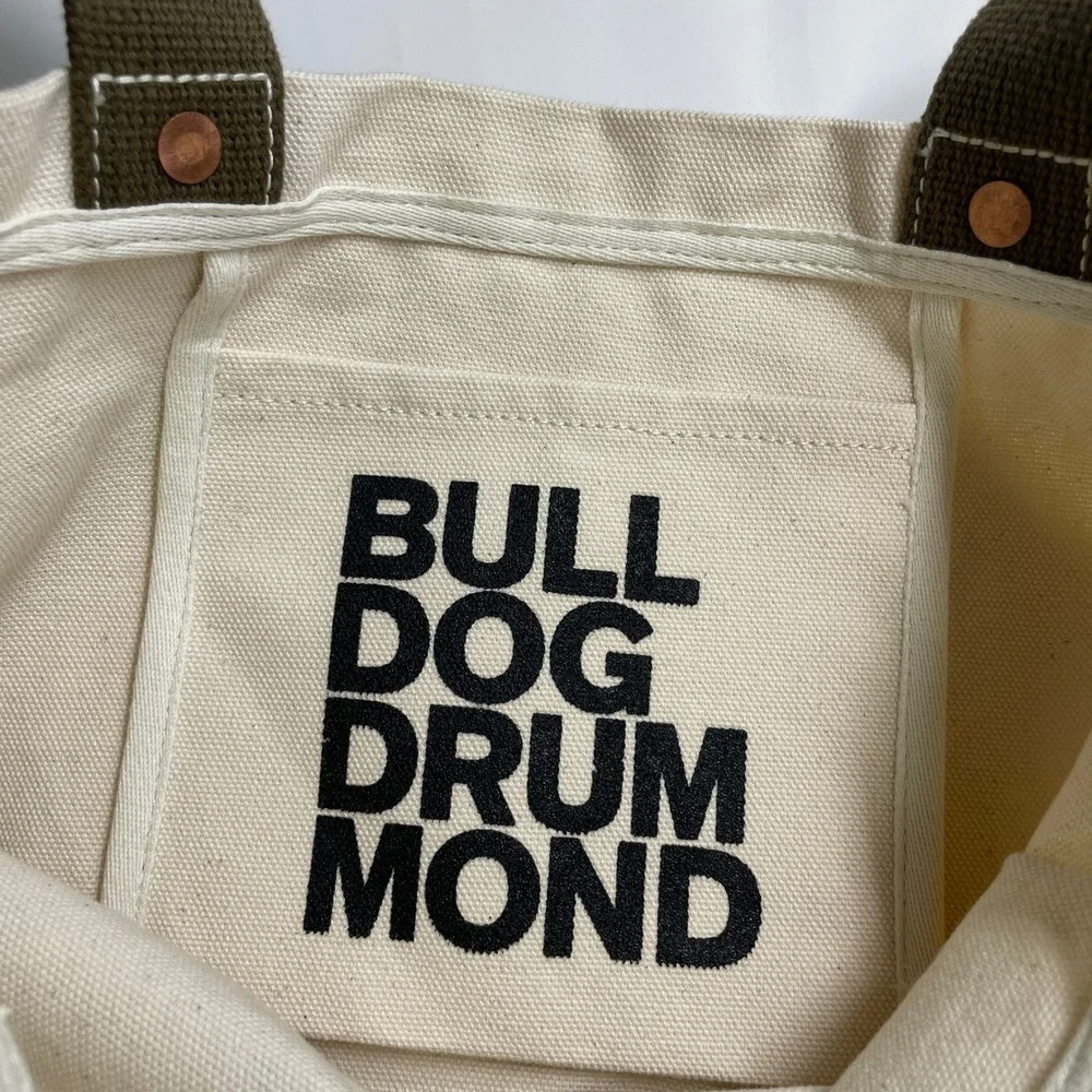 FEED 10 Canvas Tote Bag Natural Off-White Olive Green Straps Bulldog Drummond‎
